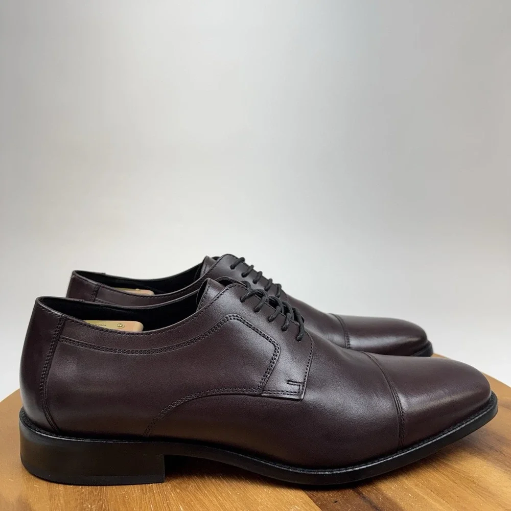 New Mens Johnston & Murphy Novick Brown Leather Cap Toe Dress Oxfords Size 13